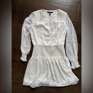 White House Black Market- NWT  White Smocked Dress Size S